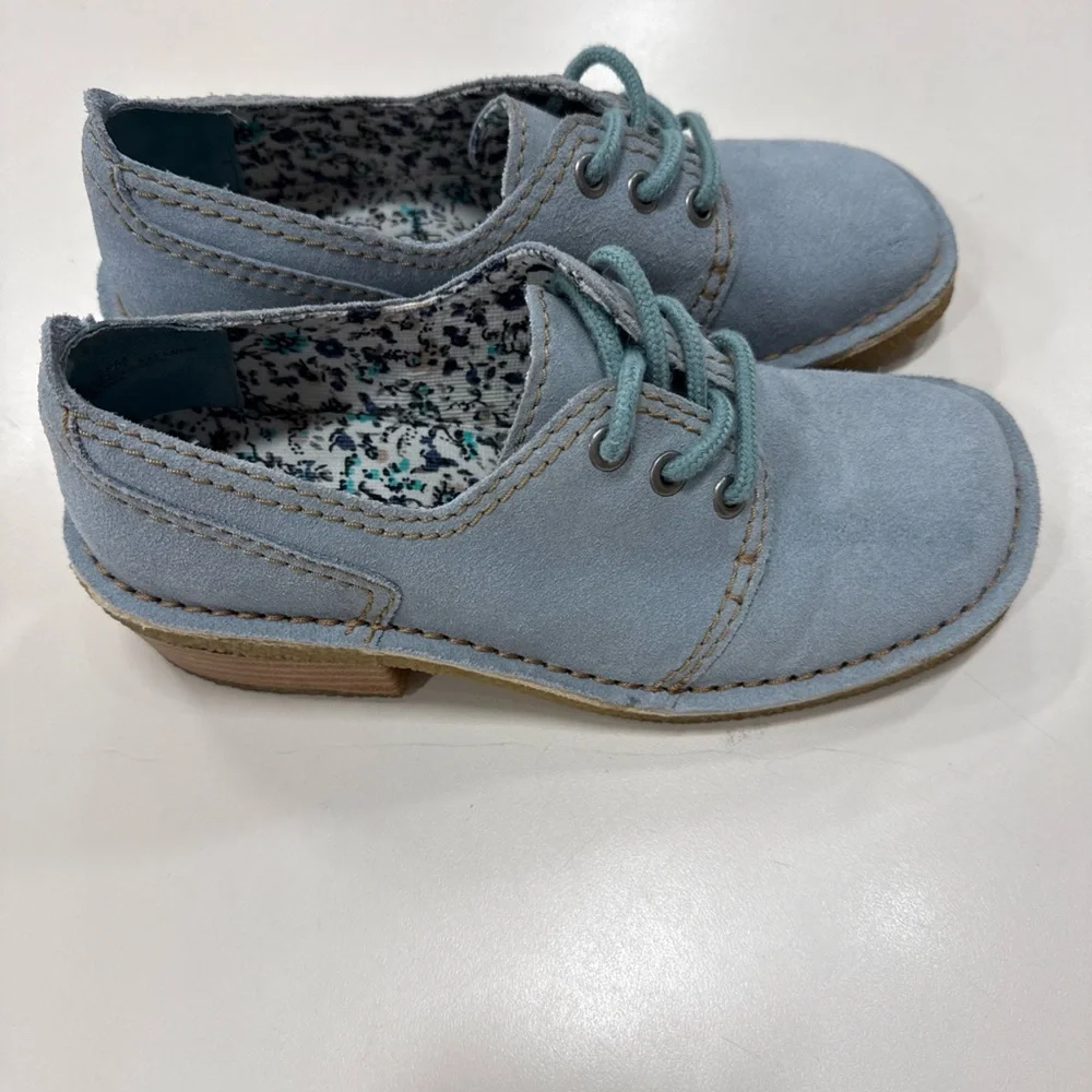 RAMPAGE Women Blue Suede Flat Casual Comfort Oxford Lace Up Shoes Size 6.5